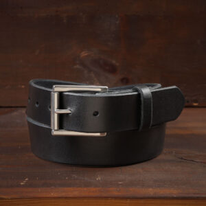 Vidar Black Leather Dress Belt