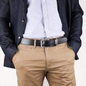 Vidar Black Leather Dress Belt Jacket Right